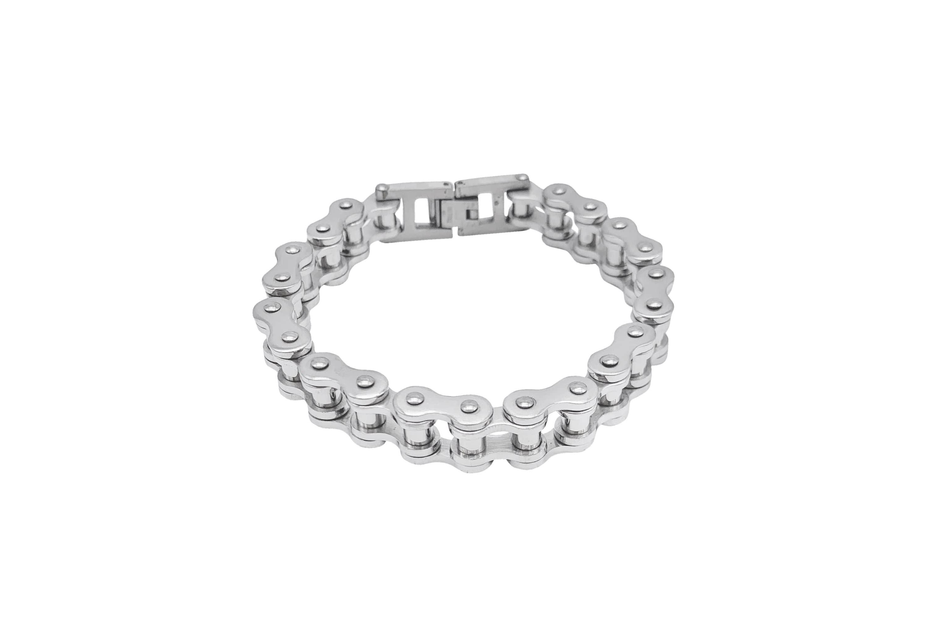 Mens Tarnish Resistant Rhodium Plated Interlock Bracelet