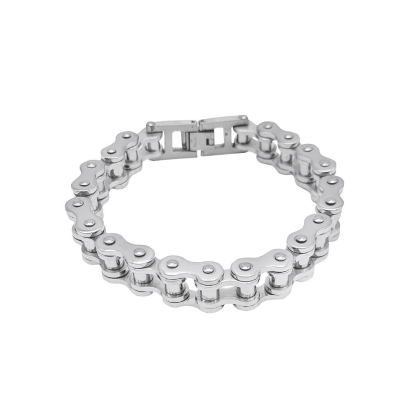 Mens Tarnish Resistant Rhodium Plated Interlock Bracelet