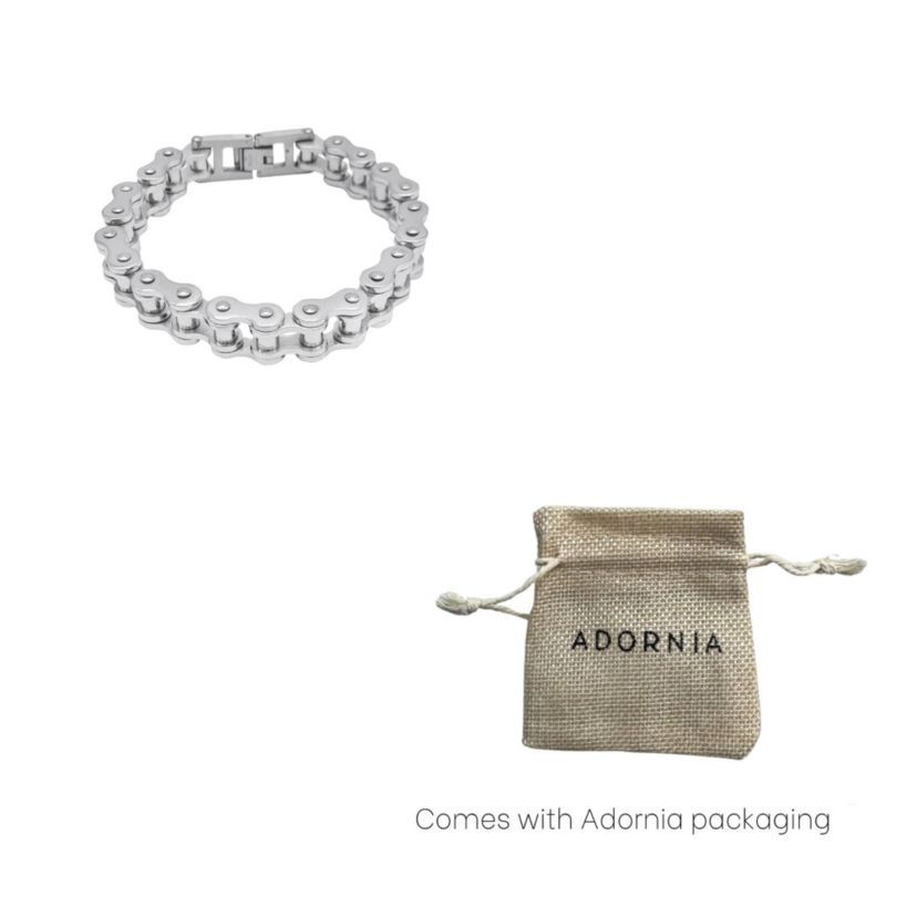 Mens Tarnish Resistant Rhodium Plated Interlock Bracelet
