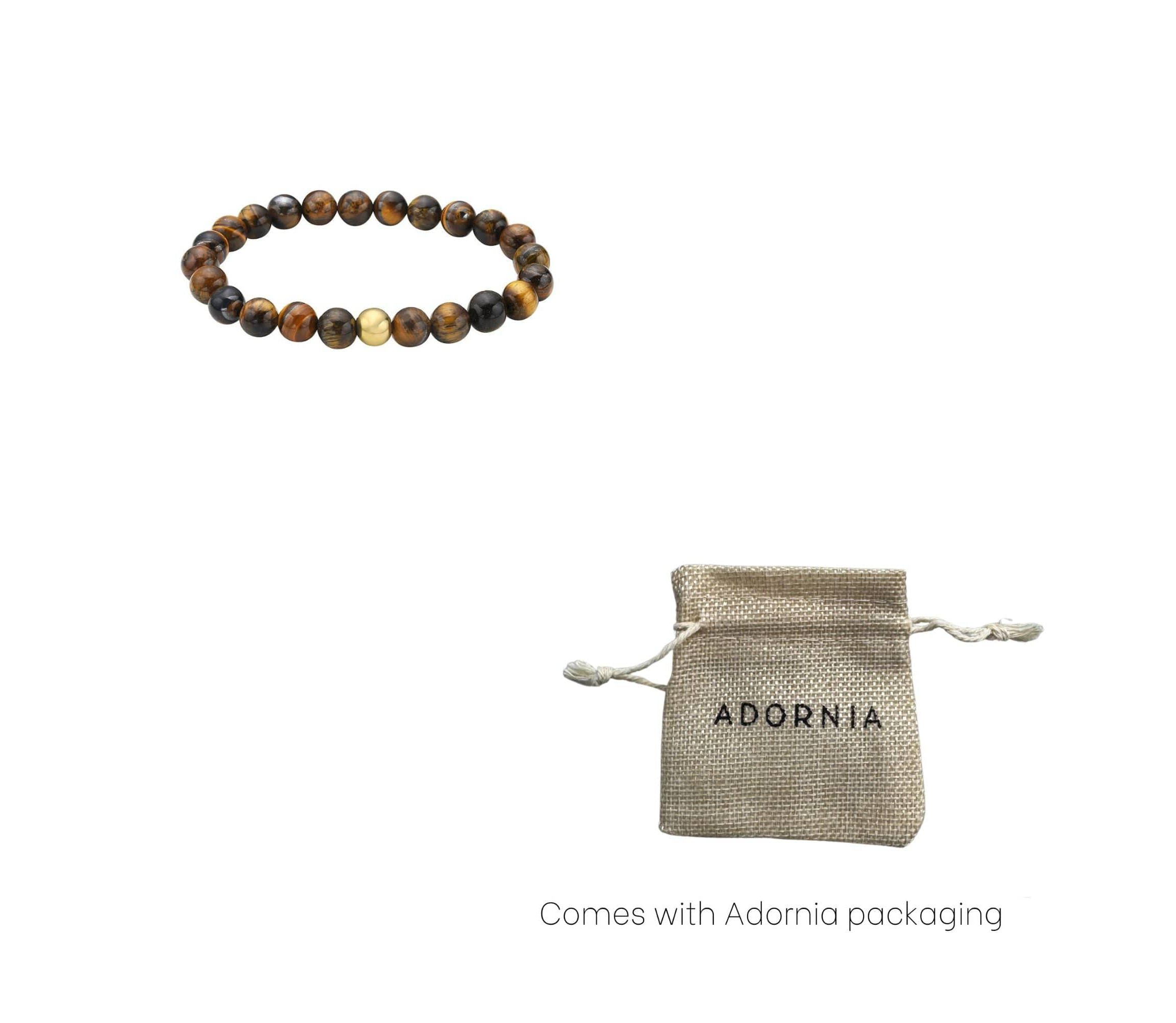 Mens Tarnish Resistant Tigers Eye Bead Stretch Bracelet