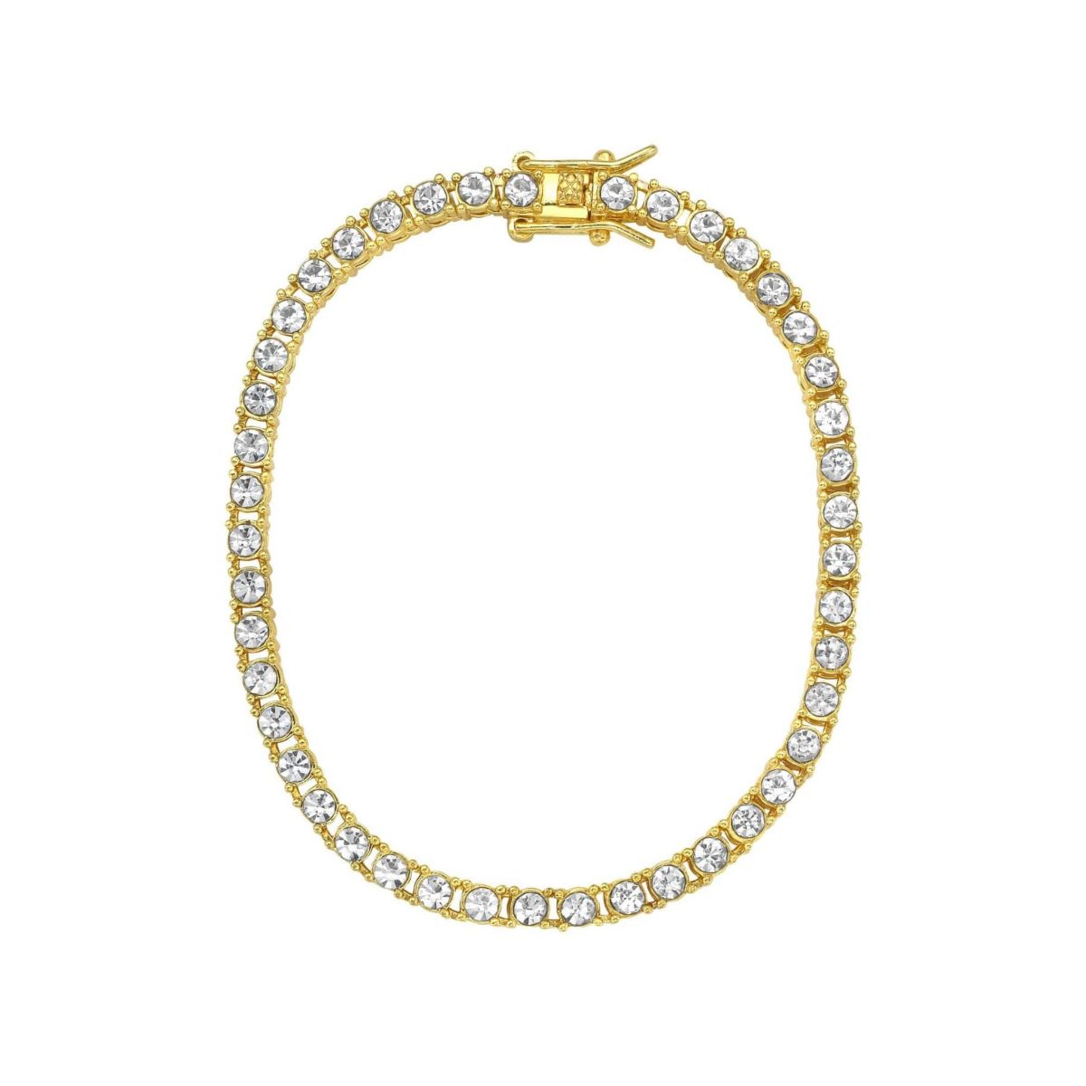 Mens 14k Gold Plated Tennis Bracelet