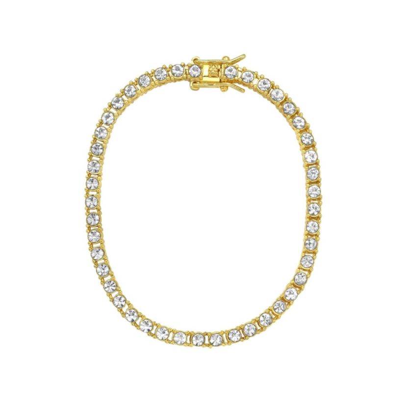 Mens 14k Gold Plated Tennis Bracelet