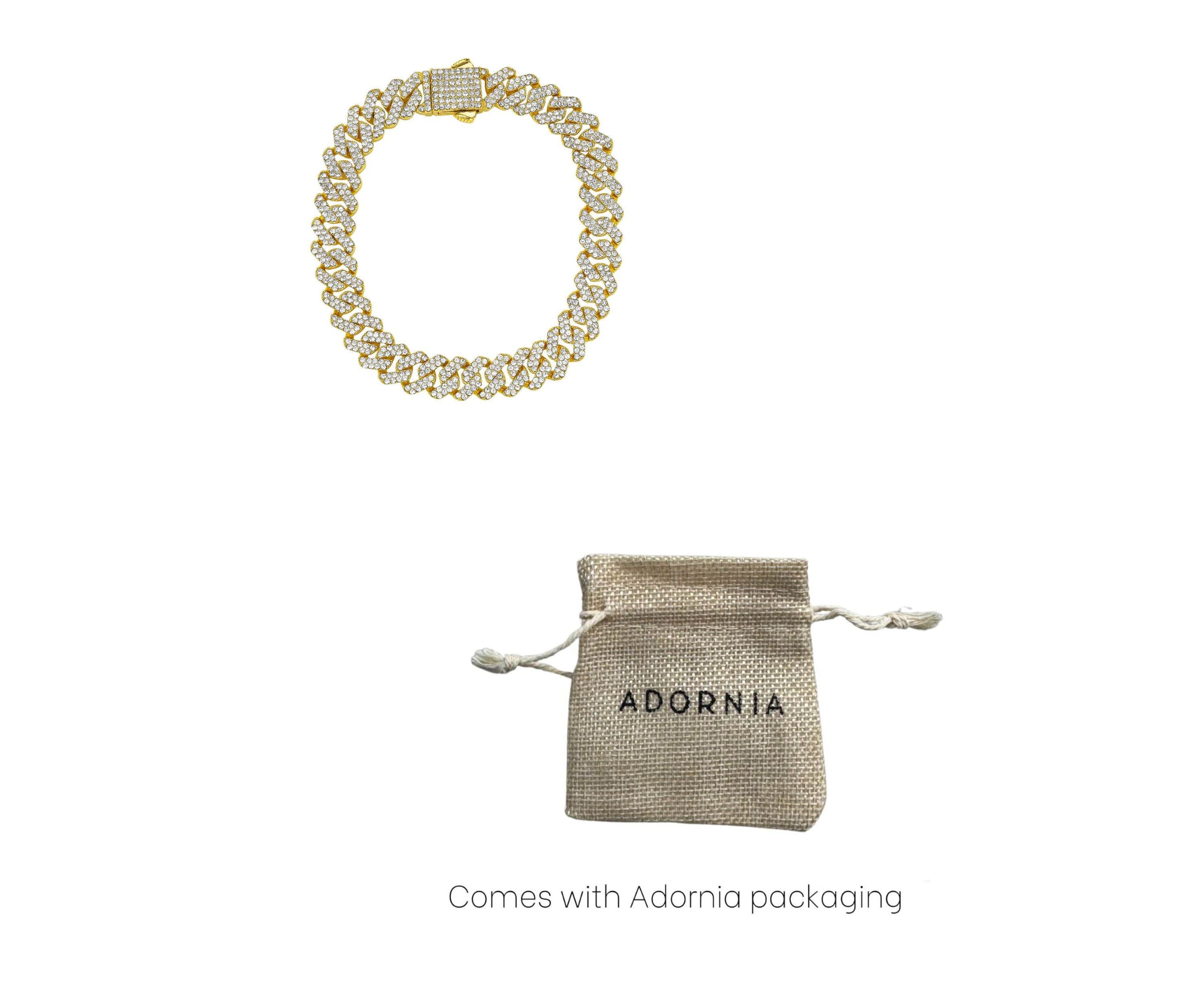 Mens 14k Gold Plated 10mm Cuban Edge Chain CZ Bracelet