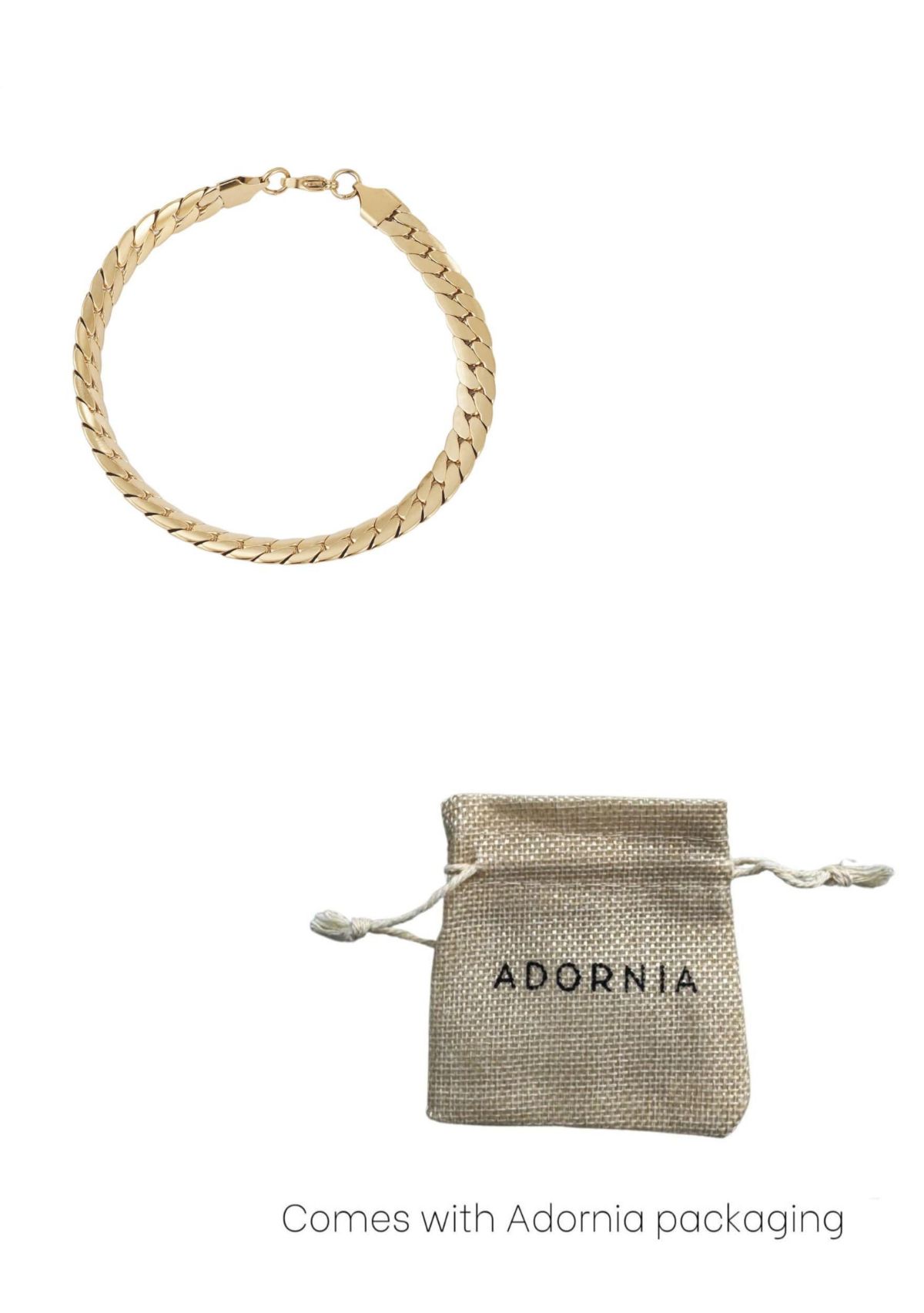 Tarnish Resistant Mens 18k Gold Plated Flat Curb Chain Bracelet