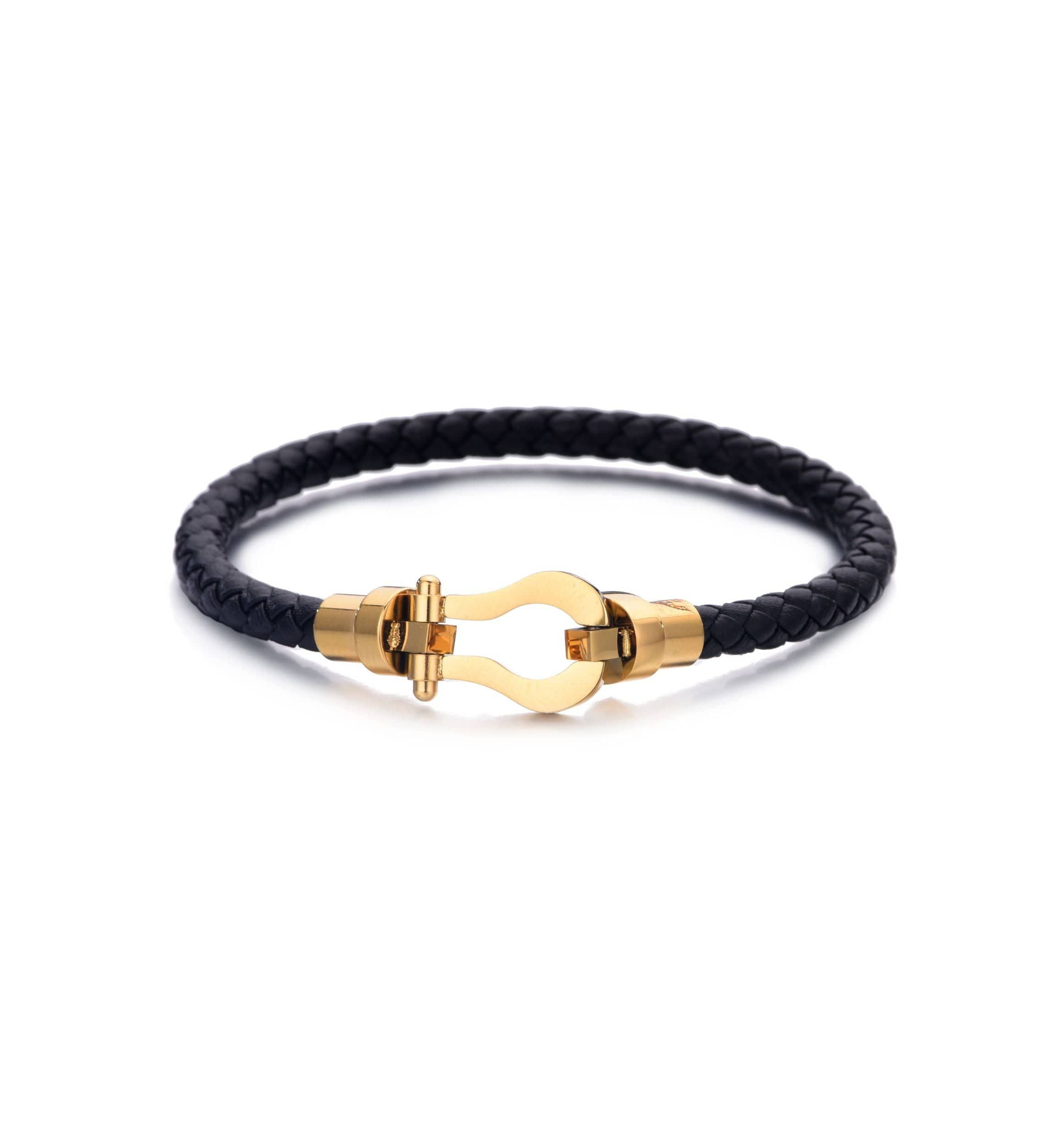 Tarnish Resistant 18k Gold Plated Magnetic Leather Bracelet