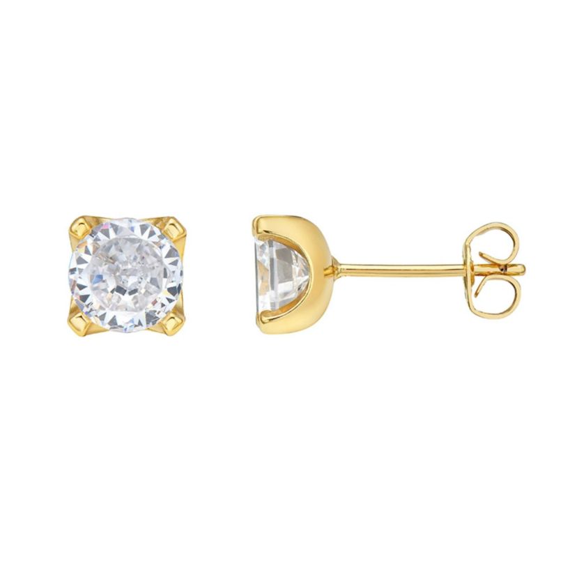 Mens 14k Gold Plated Solitaire Stud Earrings