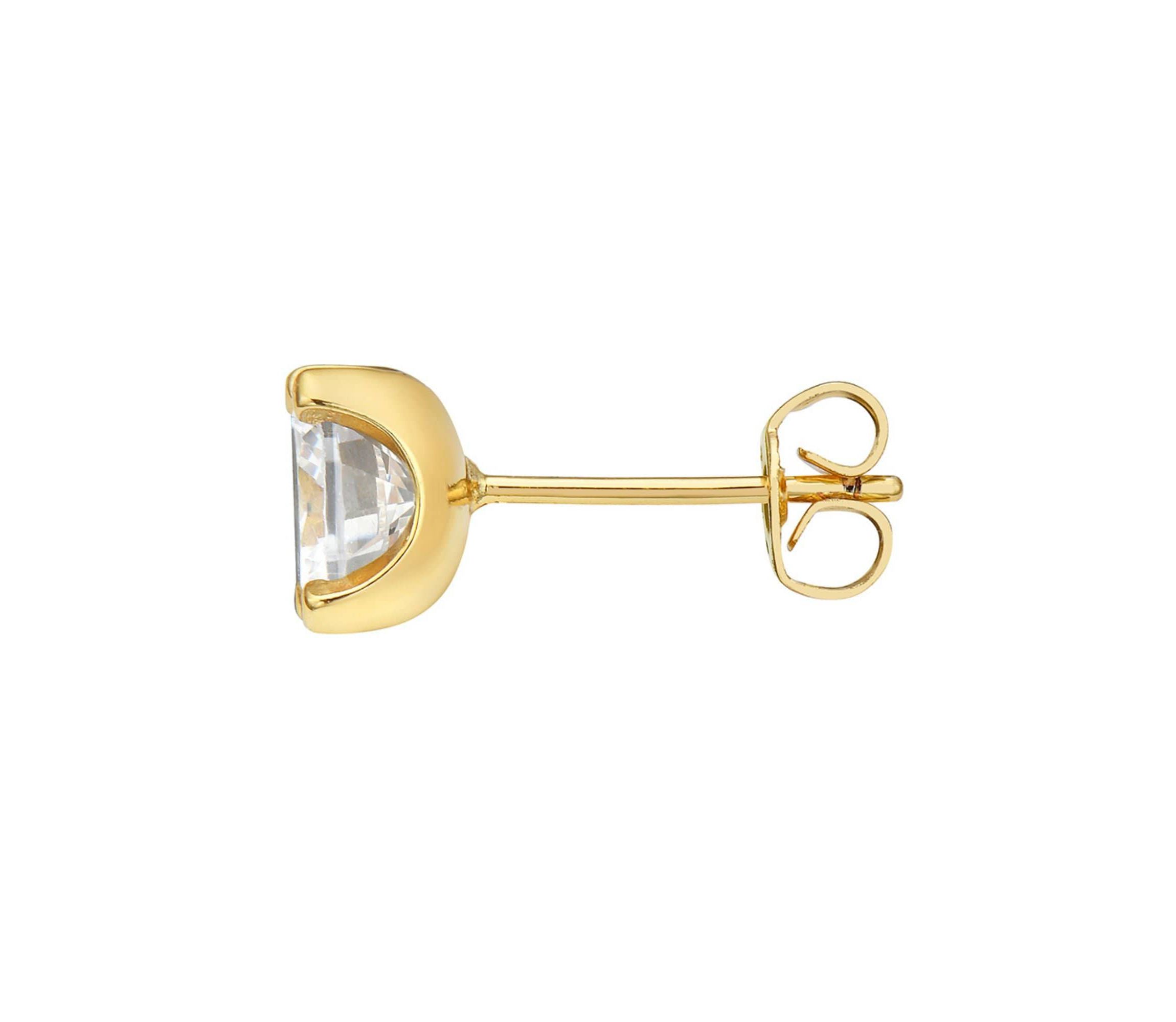 Mens 14k Gold Plated Solitaire Stud Earrings