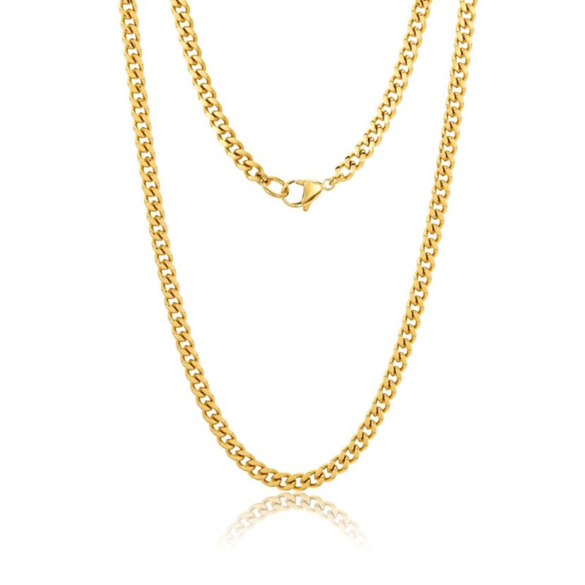 Mens Tarnish Resistant 14k Gold Plated 24 5mm Cuban Curb Chain