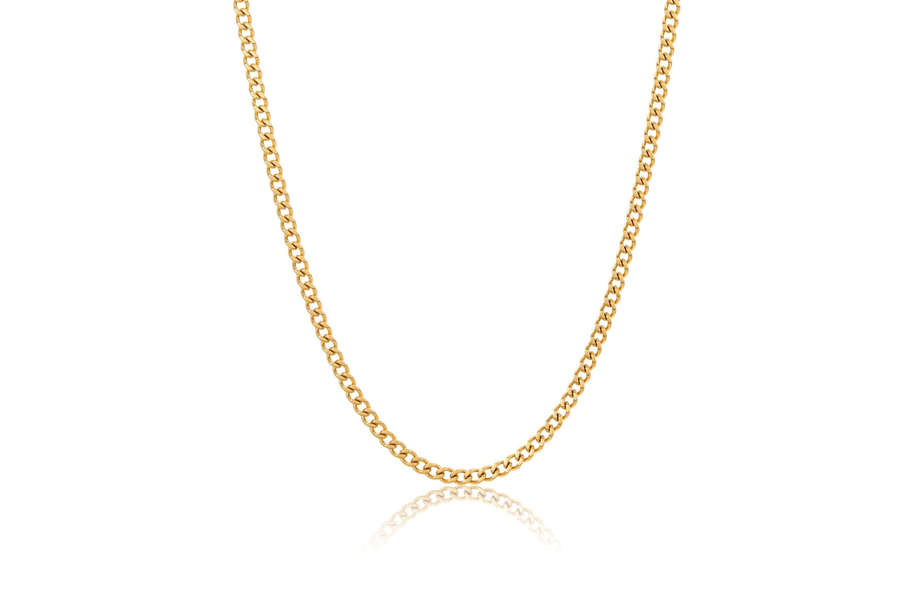 Mens Tarnish Resistant 14k Gold Plated 24 3mm Cuban Curb Chain