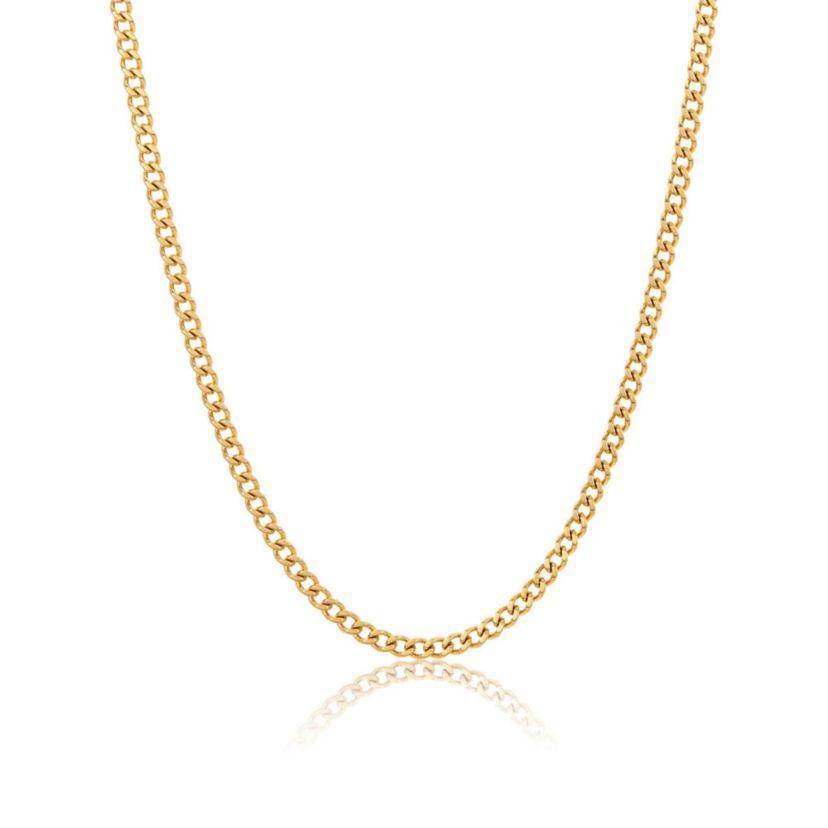 Mens Tarnish Resistant 14k Gold Plated 24 3mm Cuban Curb Chain