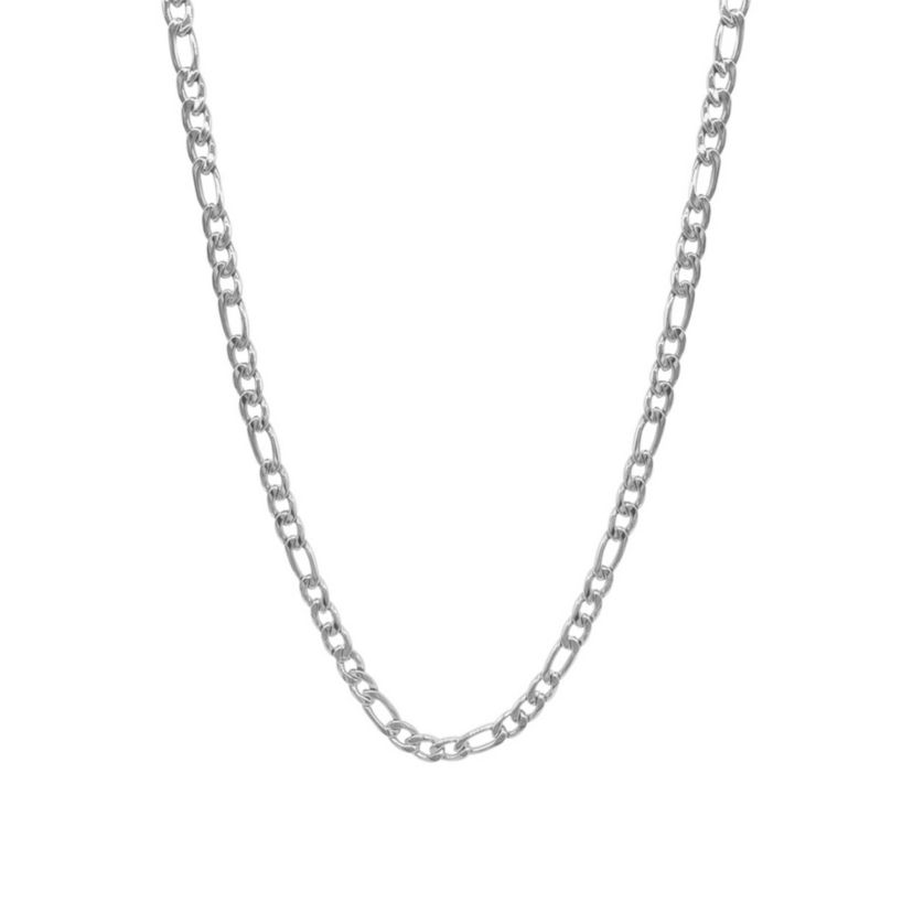 Mens Tarnish Resistant Rhodium Plated 24 6mm Figaro Chain Necklace