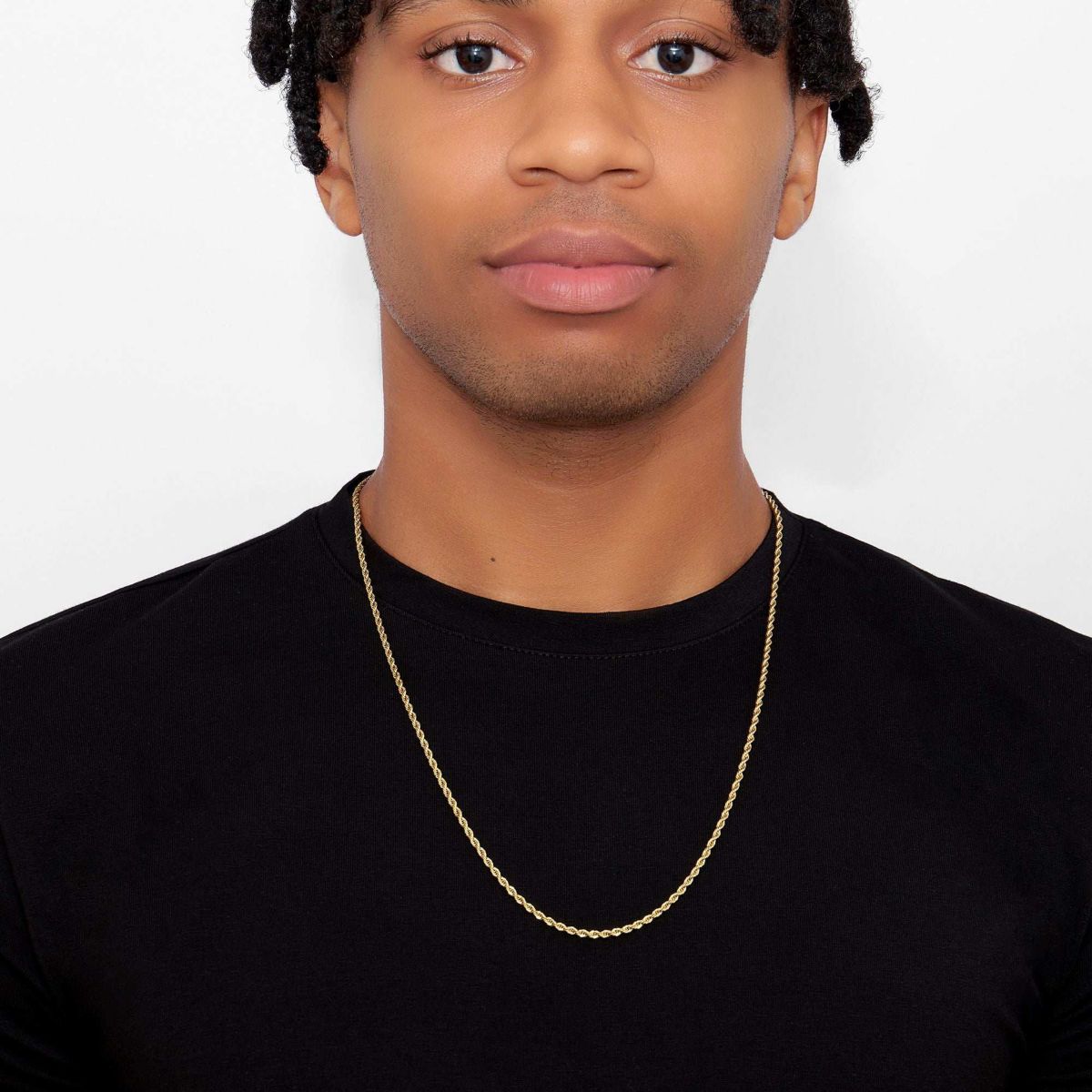 Mens Tarnish Resistant 14k Gold Plated 24 Rope Chain Necklace