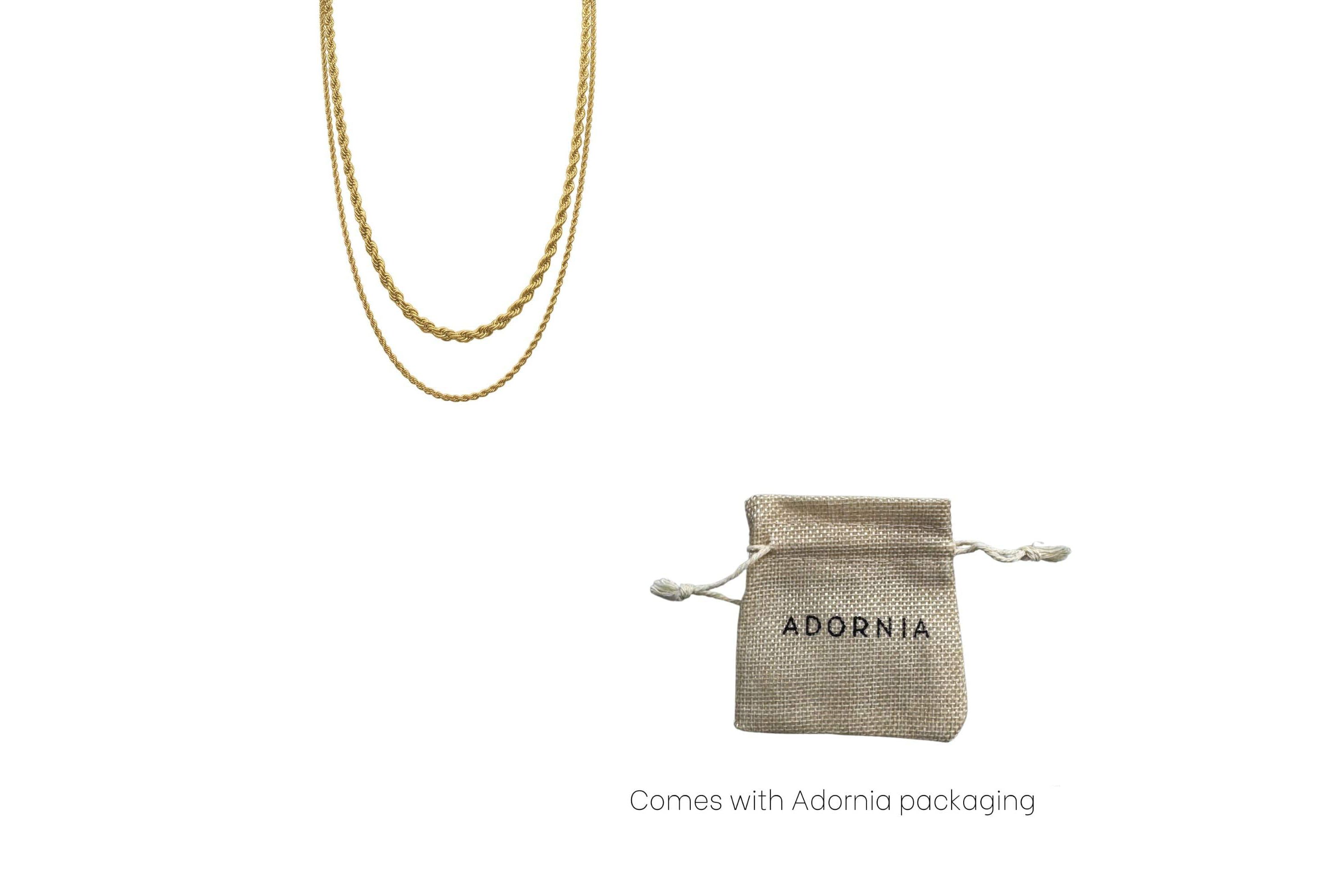 Mens Tarnish Resistant 14k Gold Plated Rope Chain Set