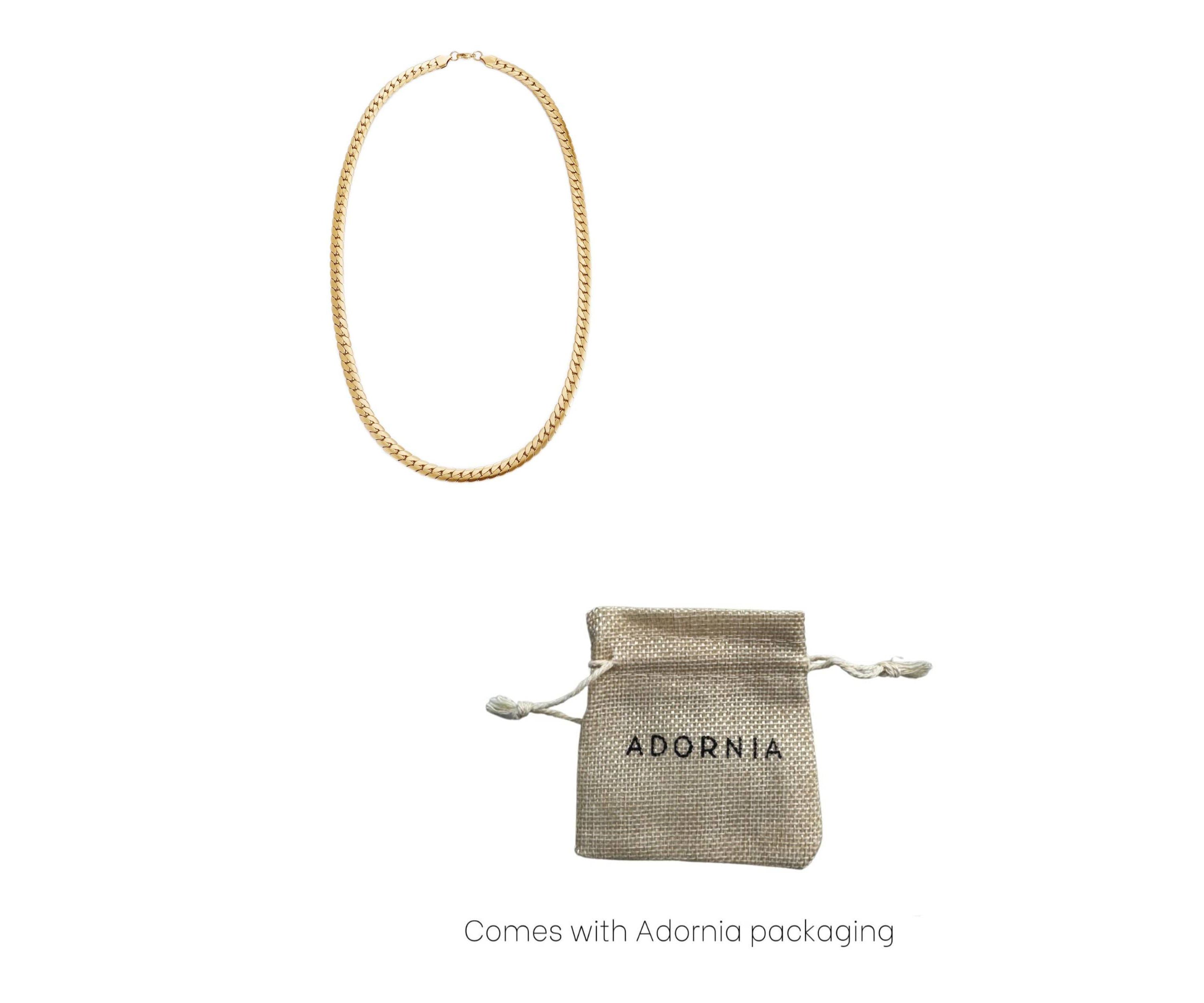 Tarnish Resistant Mens 18k Gold Plated Flat Curb Chain Necklace