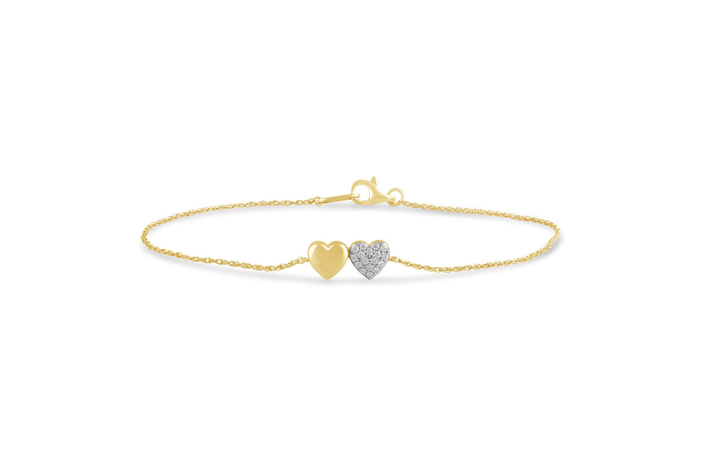 Womens Diamond Rope Heart Chain Bracelet