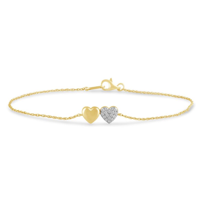 Womens Diamond Rope Heart Chain Bracelet