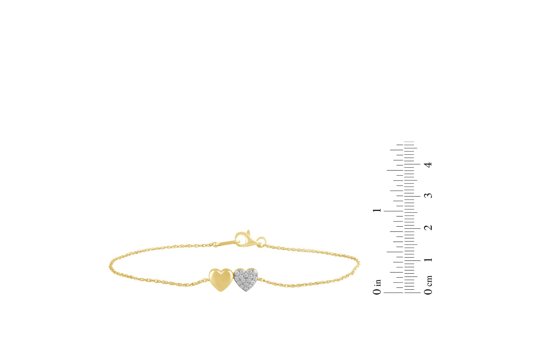 Womens Diamond Rope Heart Chain Bracelet