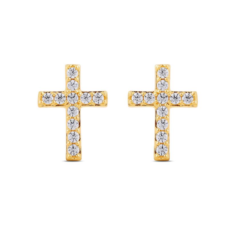 Lab Created Womens Diamond Cross Hoop Earring