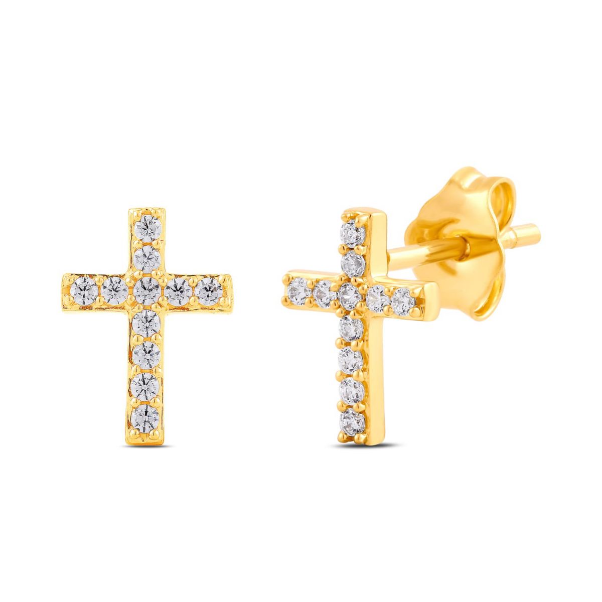 Lab Created Womens Diamond Cross Hoop Earring