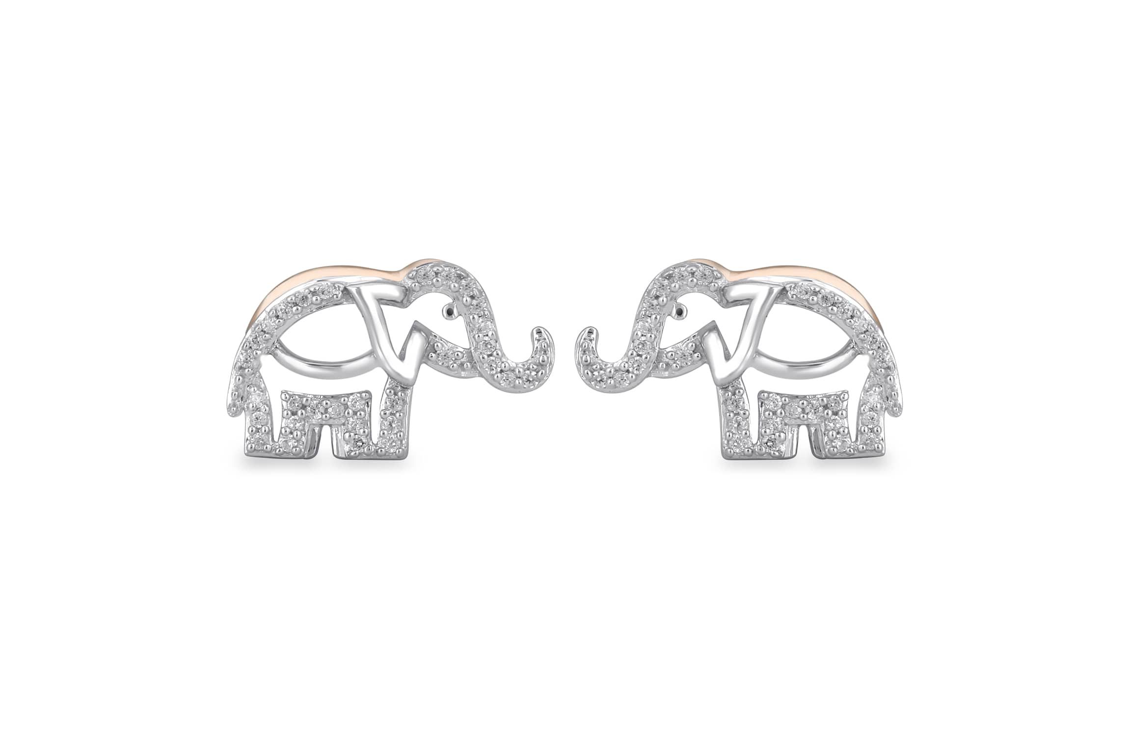 Womens Diamond Elephant Earring