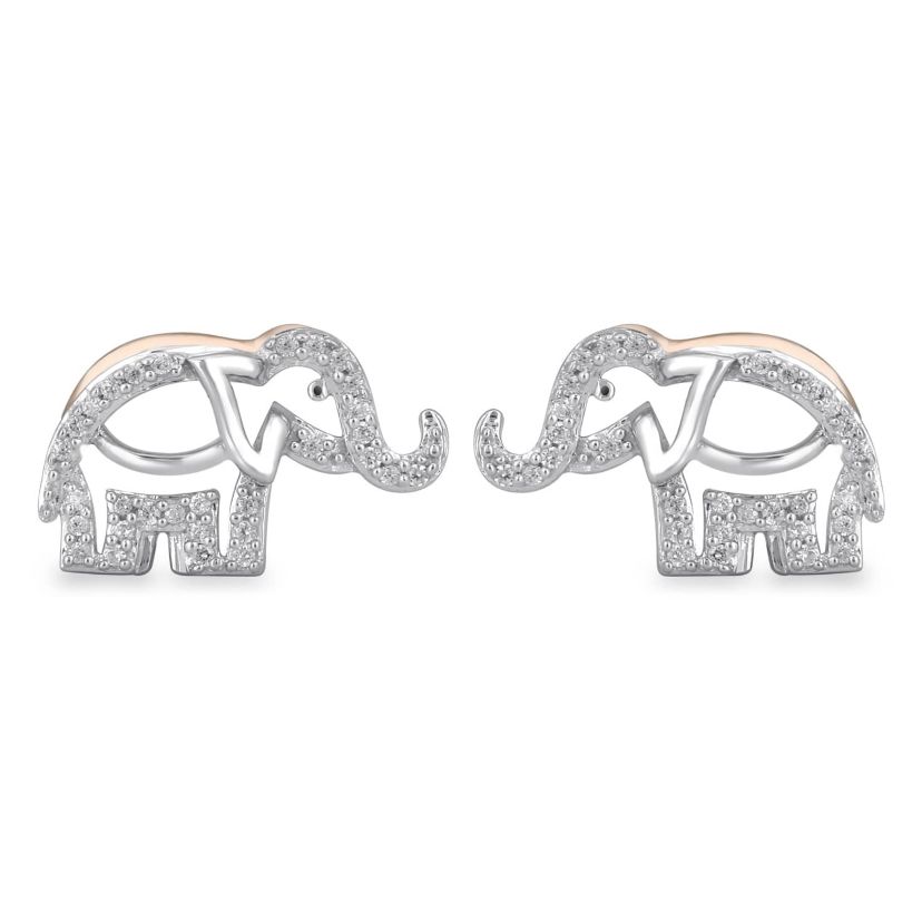 Womens Diamond Elephant Earring