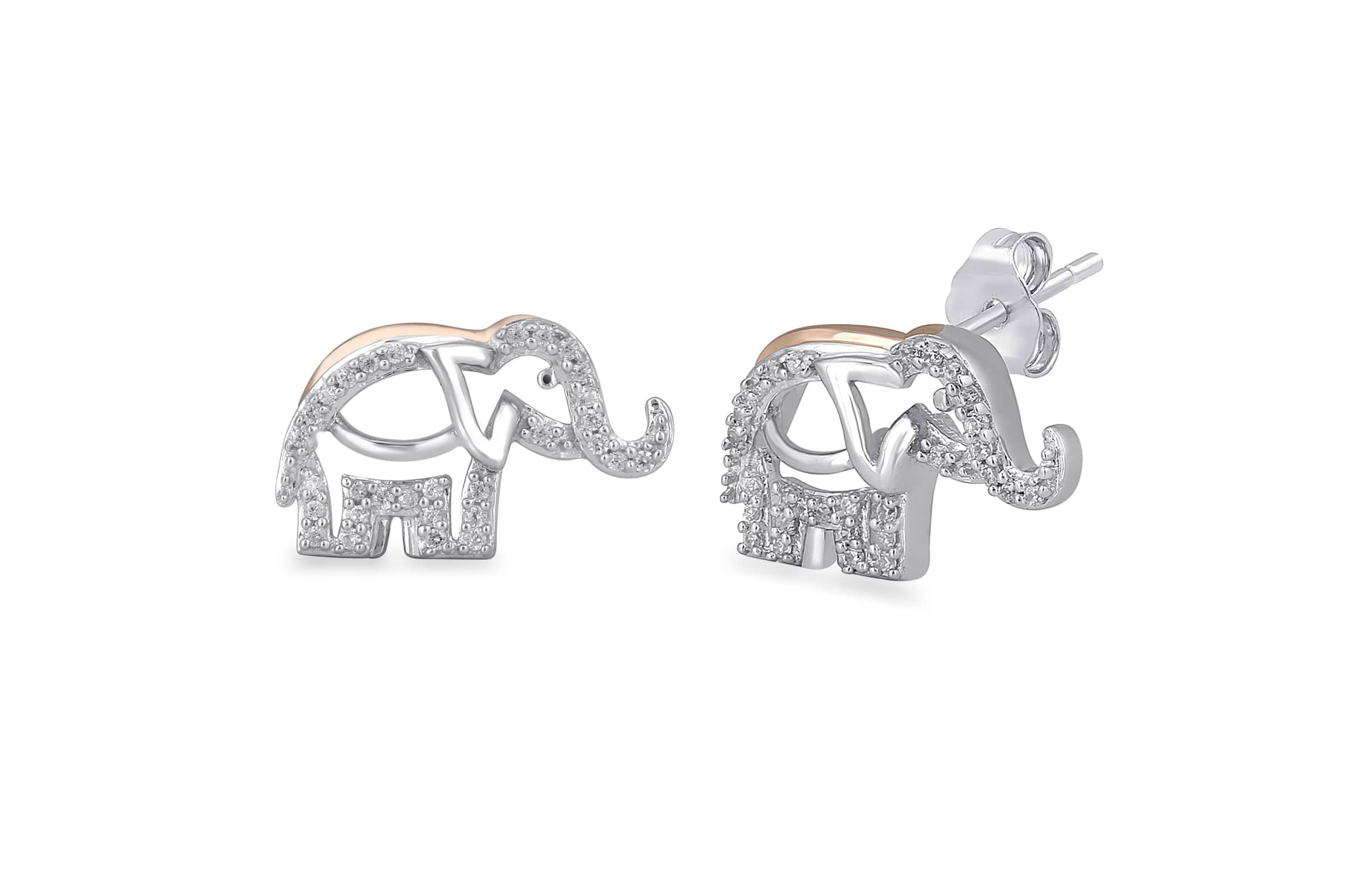 Womens Diamond Elephant Earring