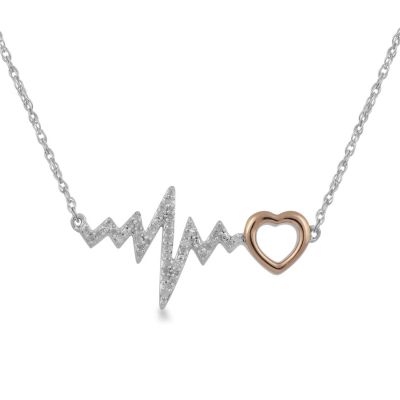 Verifine Jewelry Womens Diamond Heart Beat Necklace
