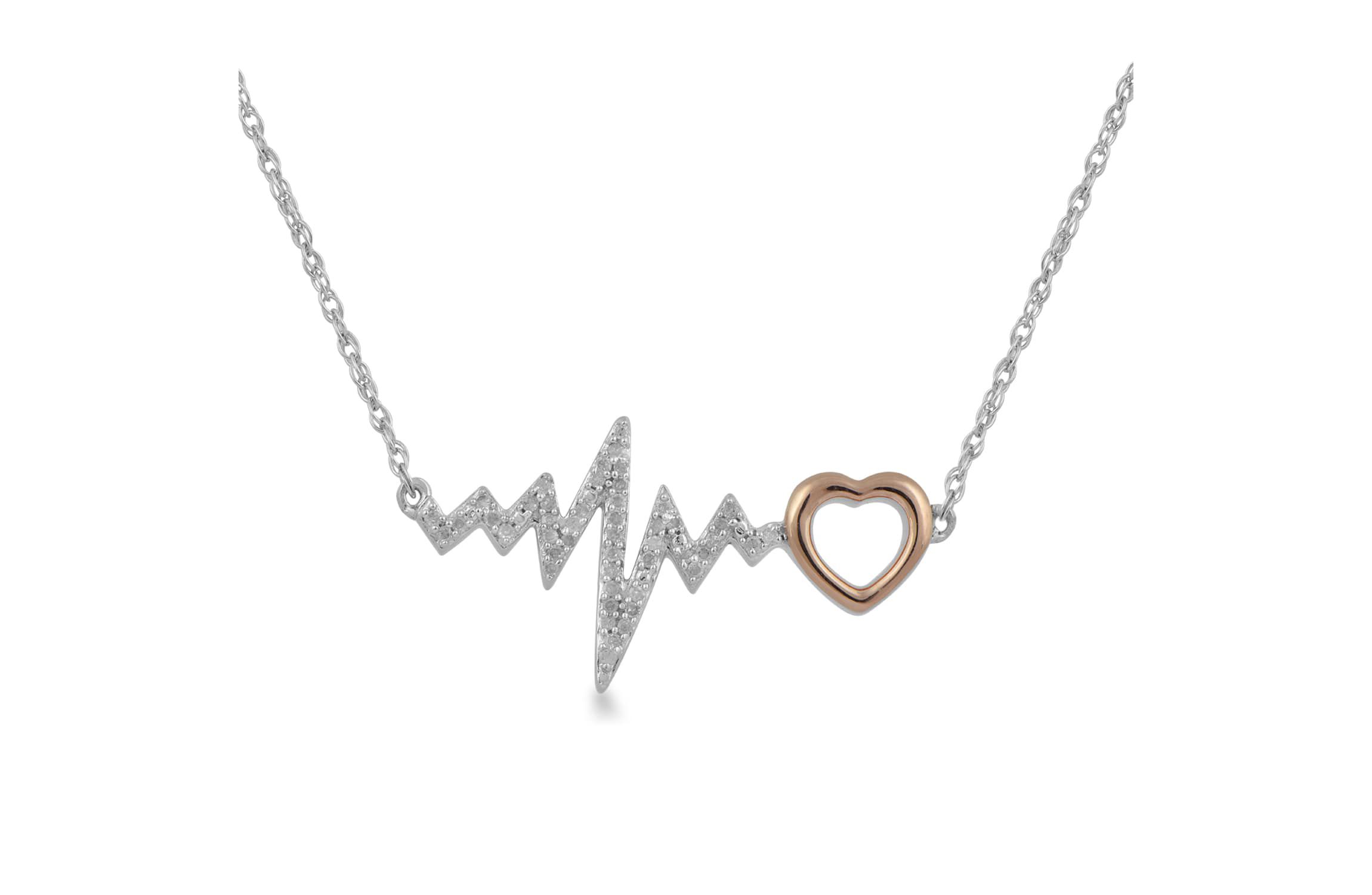 Womens Diamond Heart Beat Necklace