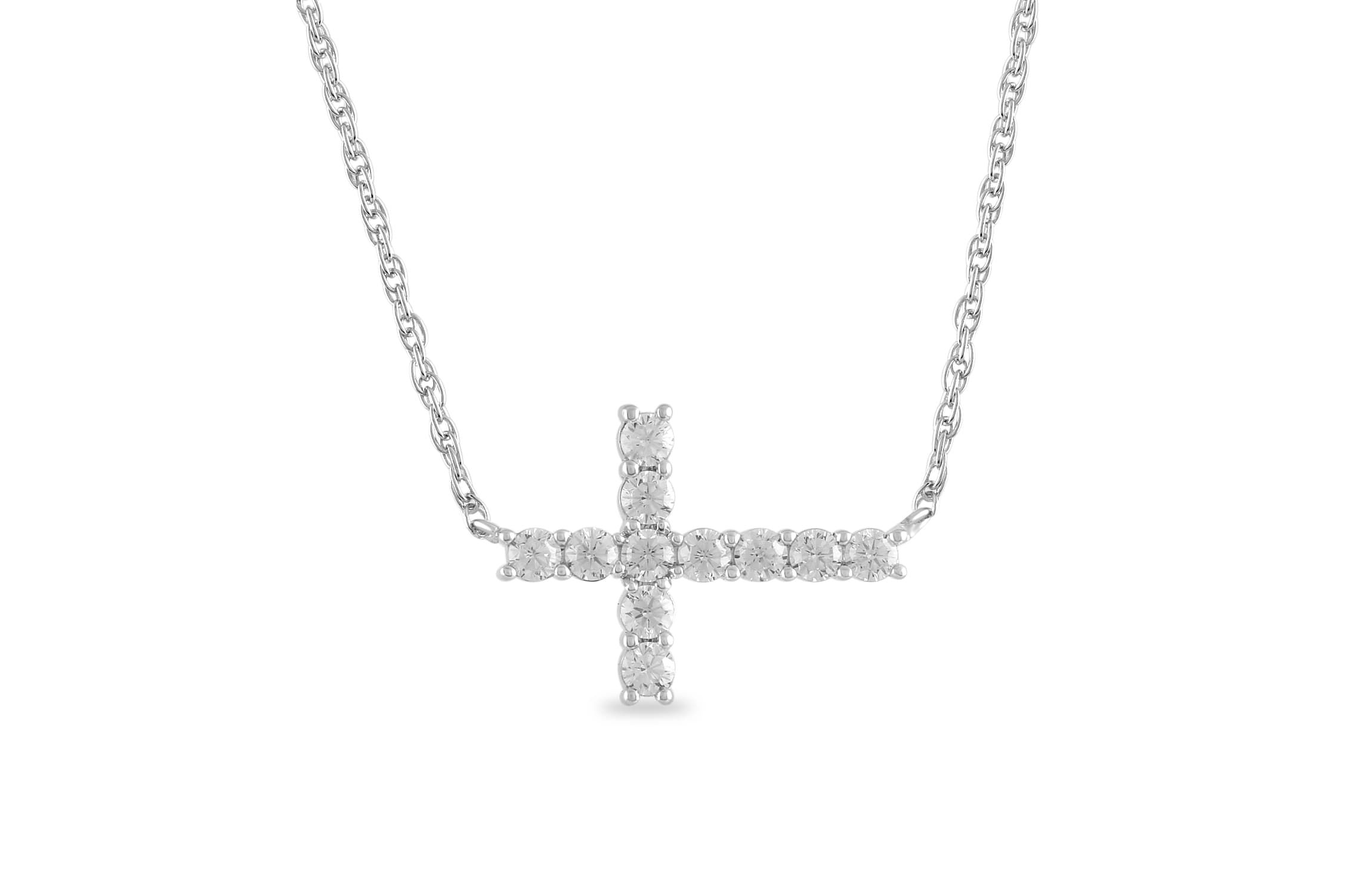 Lab Created Womens Diamond Cross Pendant
