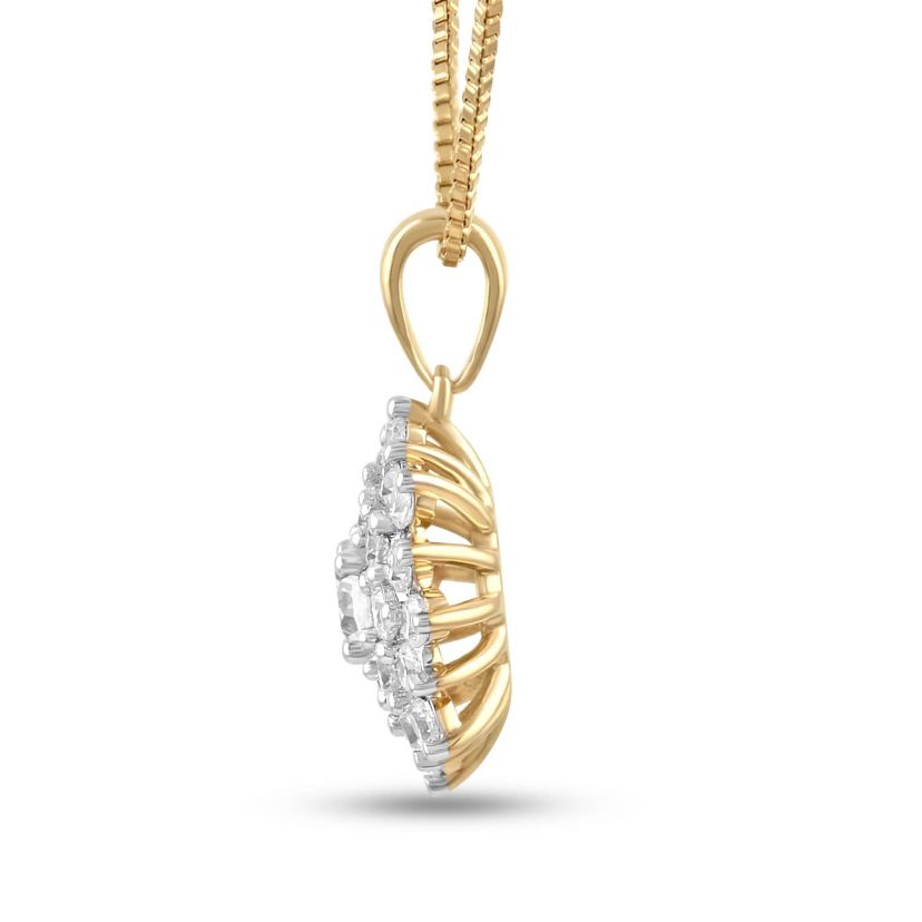 Lab Created Womens Diamond Cluster Pendant