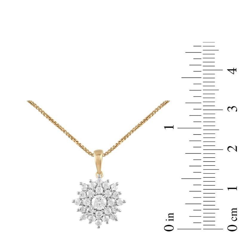 Lab Created Womens Diamond Cluster Pendant