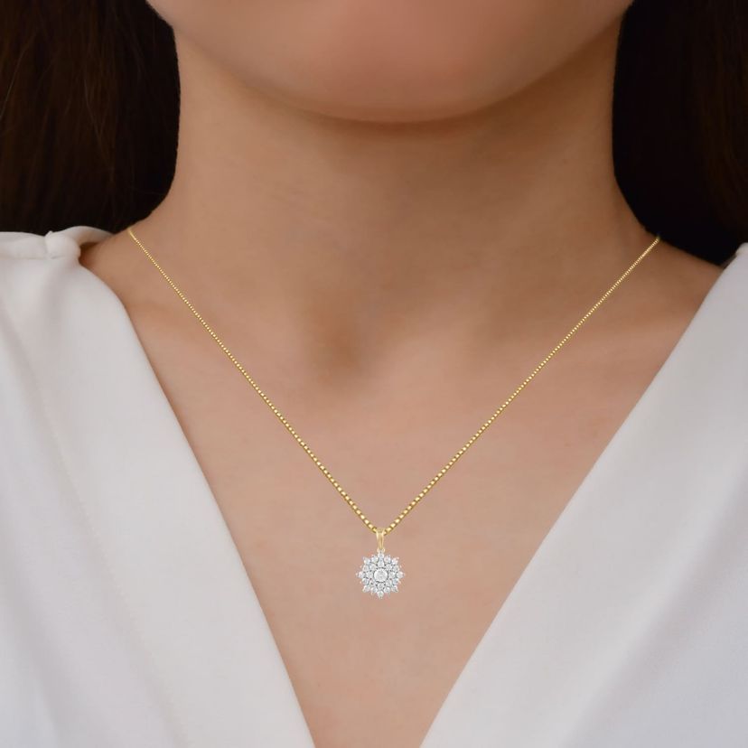Lab Created Womens Diamond Cluster Pendant