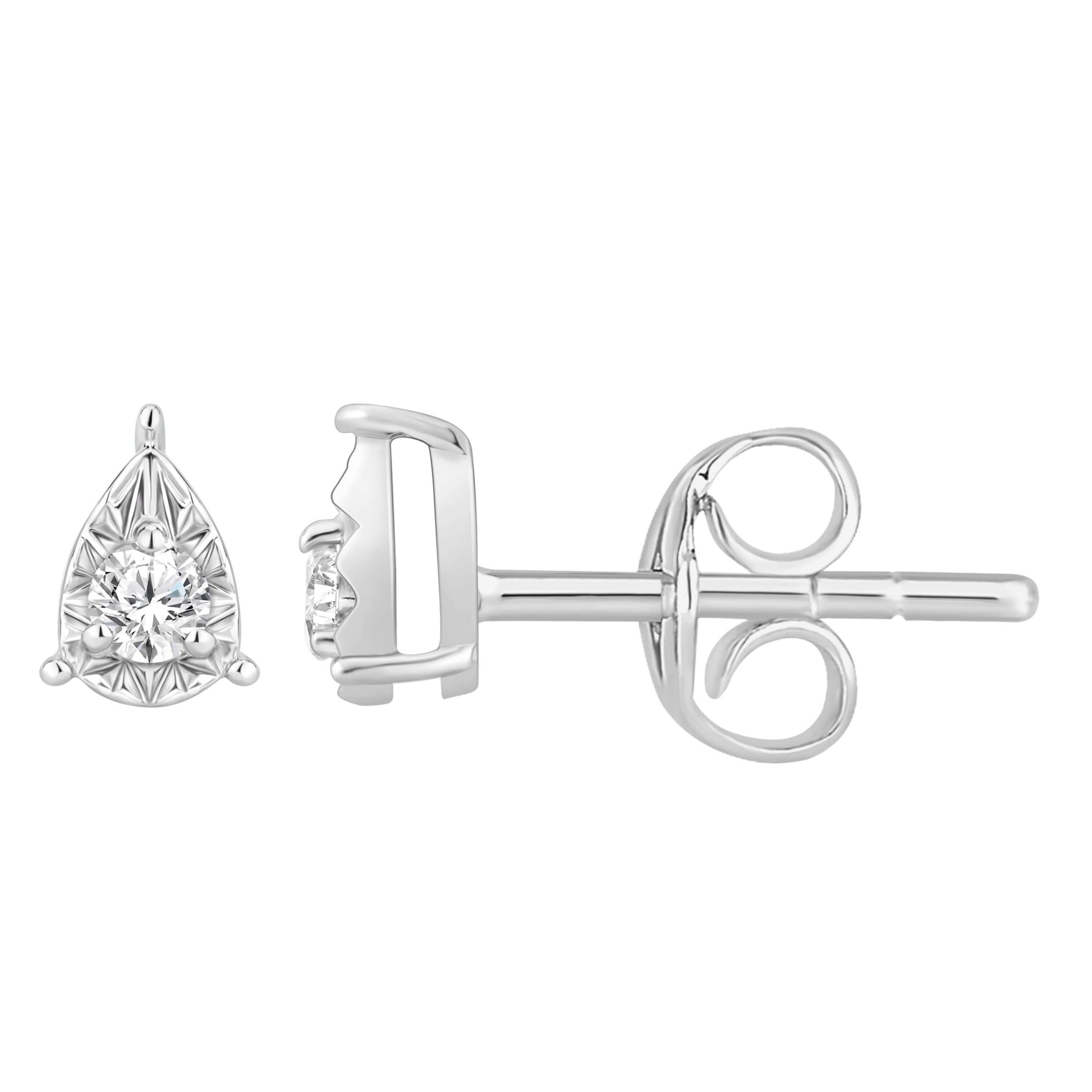 1/8 ct. tw. Diamond Pear Shape Miralce Plate Earring in Silver