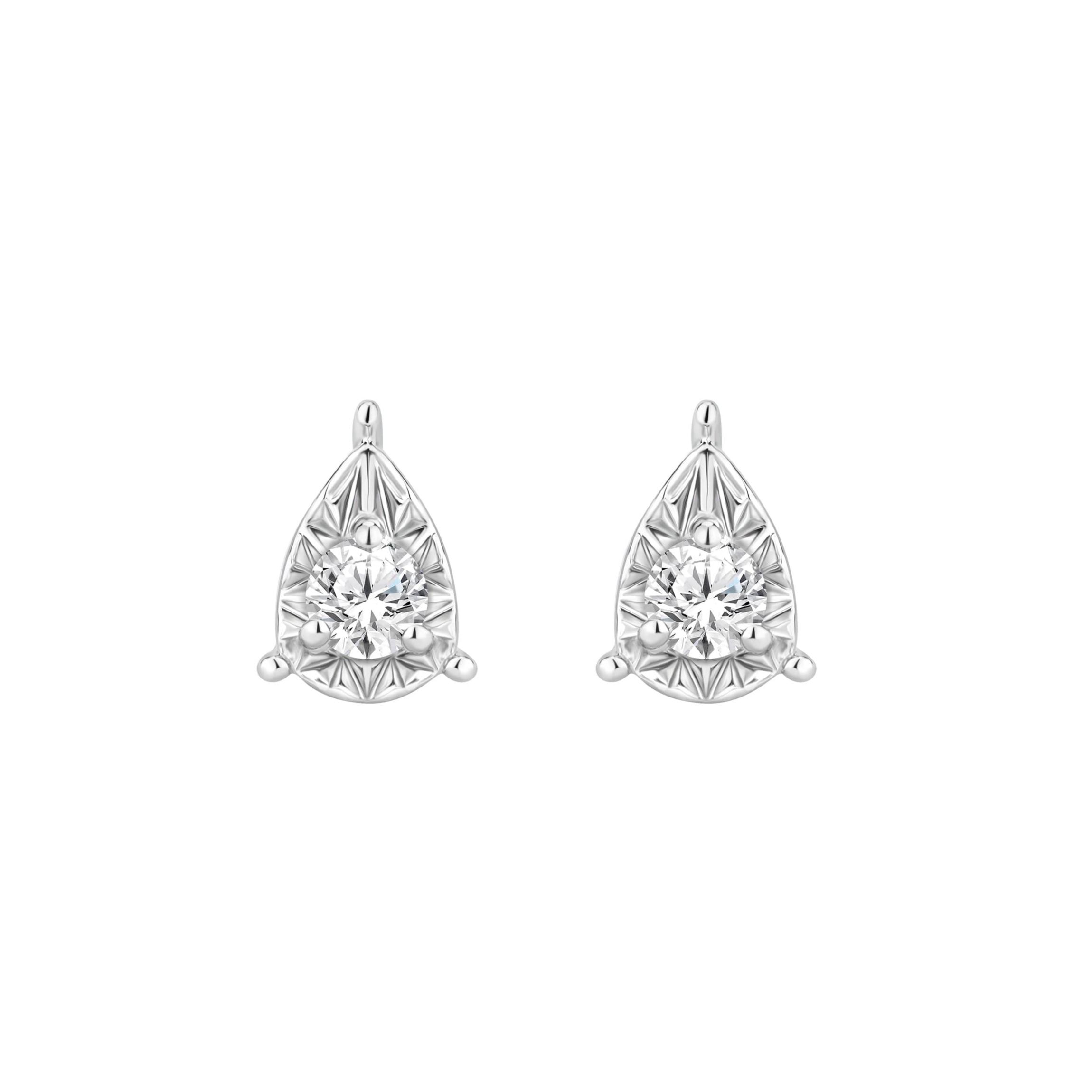 1/8 ct. tw. Diamond Pear Shape Miralce Plate Earring in Silver