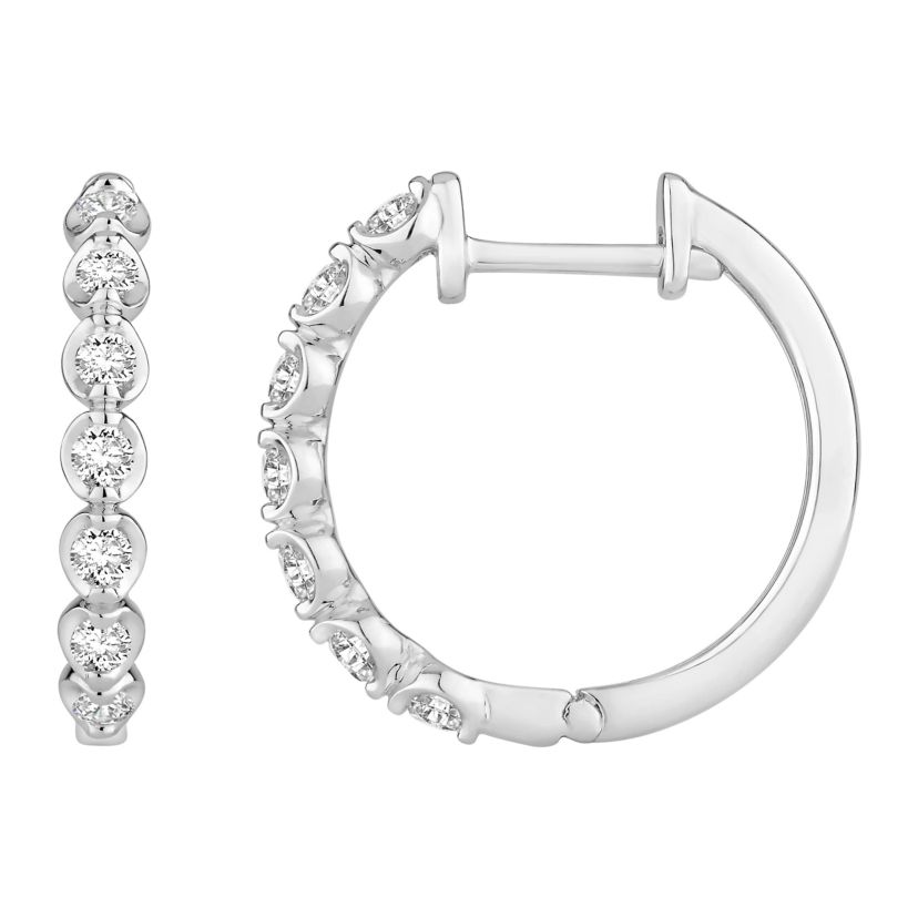1/2 ct. tw. Diamond Hoop Earring in 18K Gold