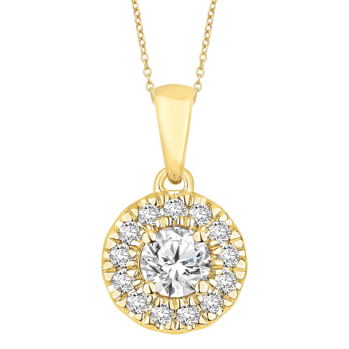 1/2 ct. tw. Diamond Hear Desire Halo Pendant in 18K Gold