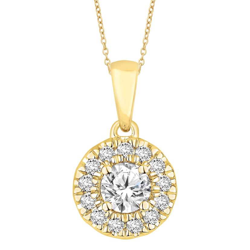 1/2 ct. tw. Diamond Hear Desire Halo Pendant in 18K Gold