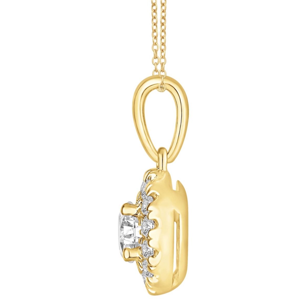 1/2 ct. tw. Diamond Hear Desire Halo Pendant in 18K Gold