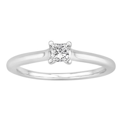 Indigo Jewelry 3/8 ct. tw. Diamond Princess Solitare Ring in 14K Gold, White, 7