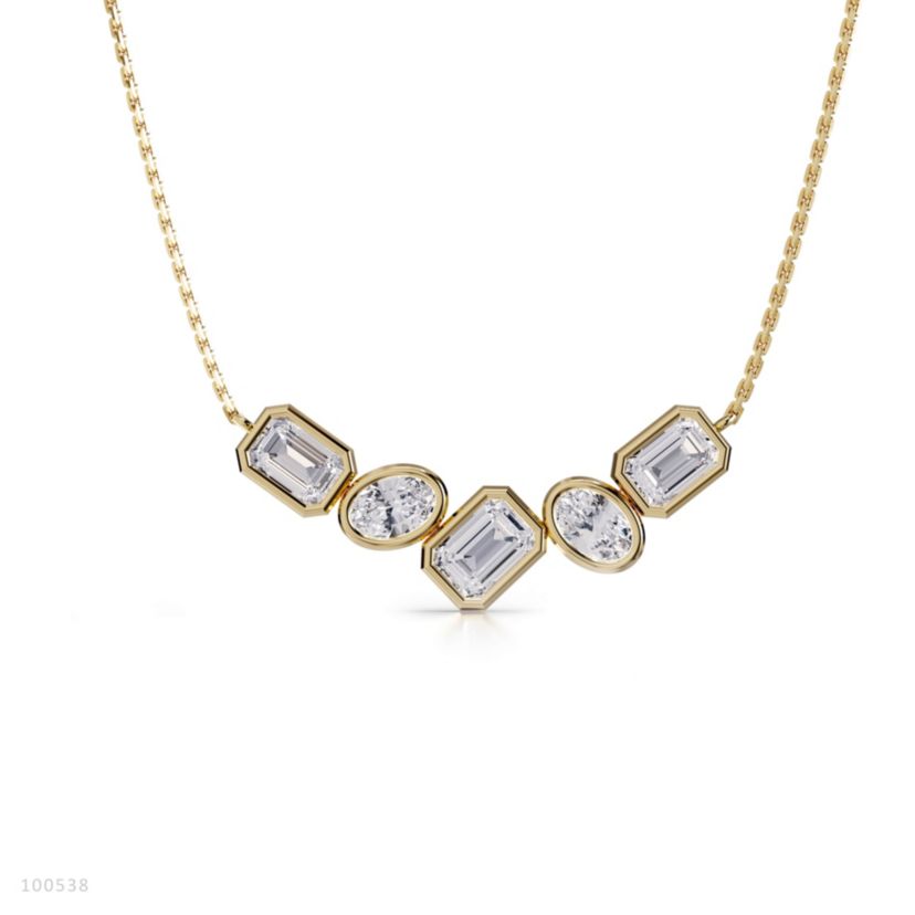 Lab Created 18k Vermeil Plated Silver 3.2 Ct Multi Shape Lab Grown Diamond Pendant Necklace 18"