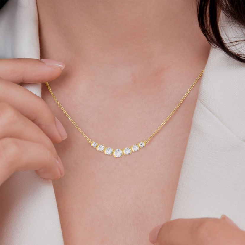 Lab Created 18k Vermeil Plated Silver 2.8 Ct Round Lab Grown Diamond Pendant Necklace 18"