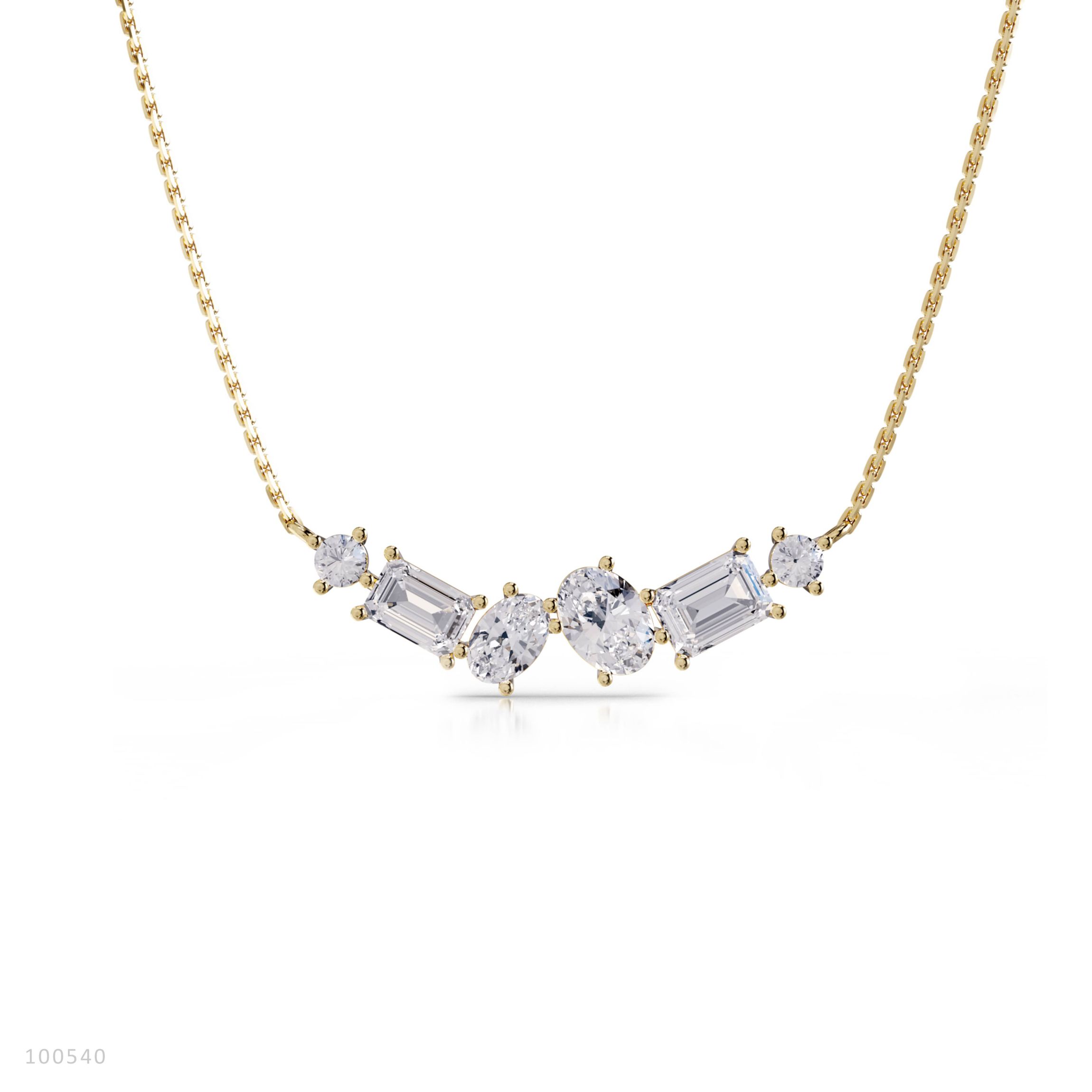 Lab Created 18k Vermeil Plated Silver 3 Ct Multi Shape Lab Grown Diamond Pendant Necklace 18"