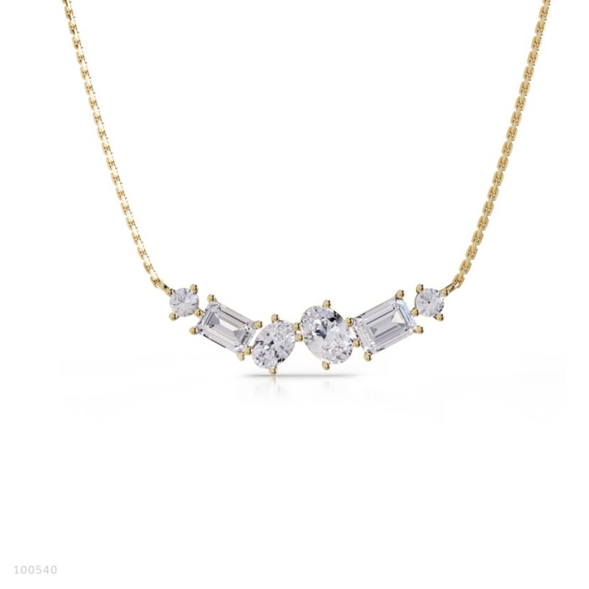 Lab Created 18k Vermeil Plated Silver 3 Ct Multi Shape Lab Grown Diamond Pendant Necklace 18"