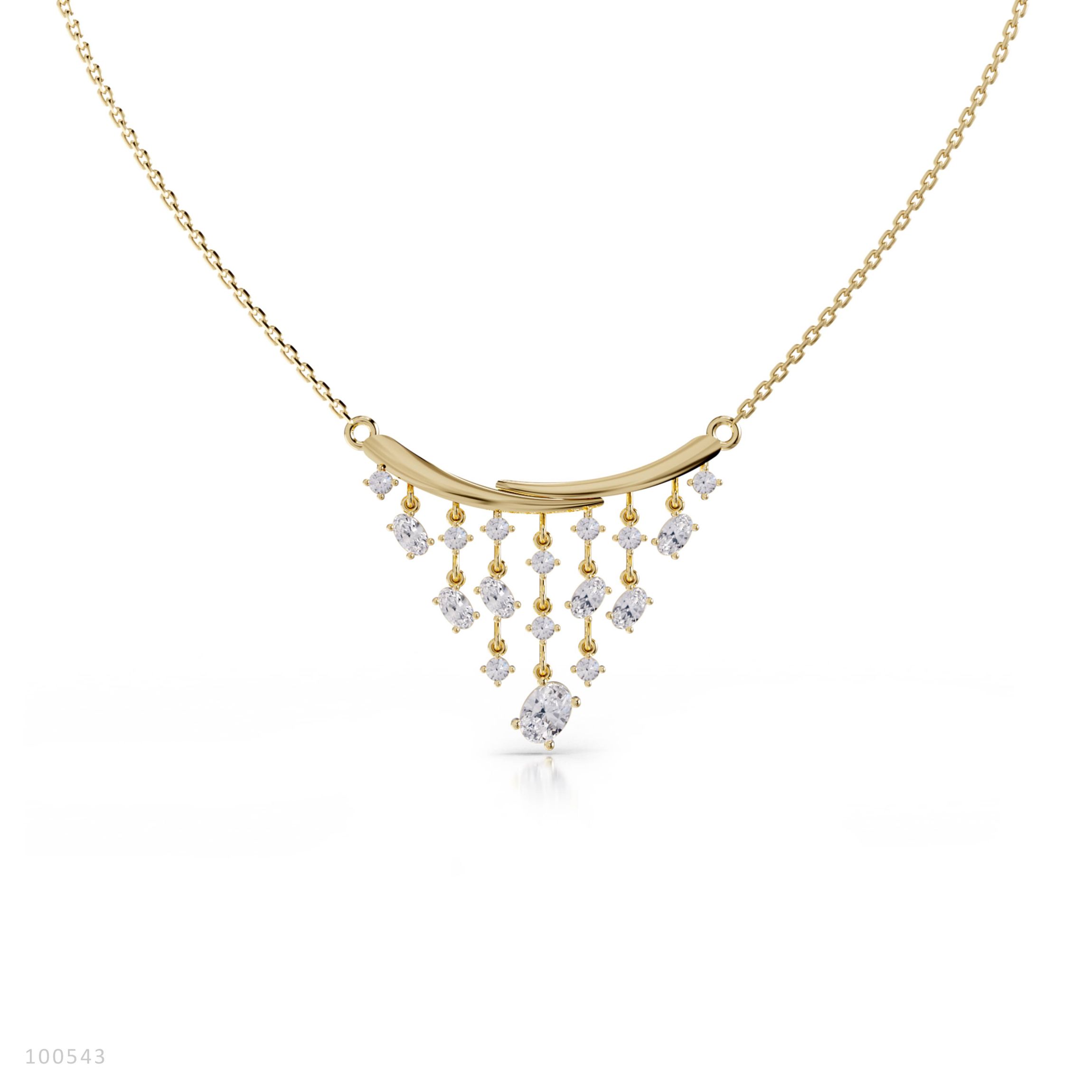 Lab Created 18k Vermeil Plated Silver 2.6 Ct Round Oval Cut Lab Grown Diamond Pendant Necklace 18"