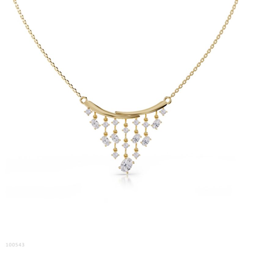 Lab Created 18k Vermeil Plated Silver 2.6 Ct Round Oval Cut Lab Grown Diamond Pendant Necklace 18"