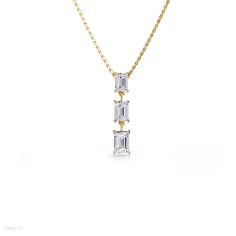 Lab Created 18k Vermeil Plated Silver 2.8 Ct Emerald Cut Lab Grown Diamond Pendant Drop Necklace 18"