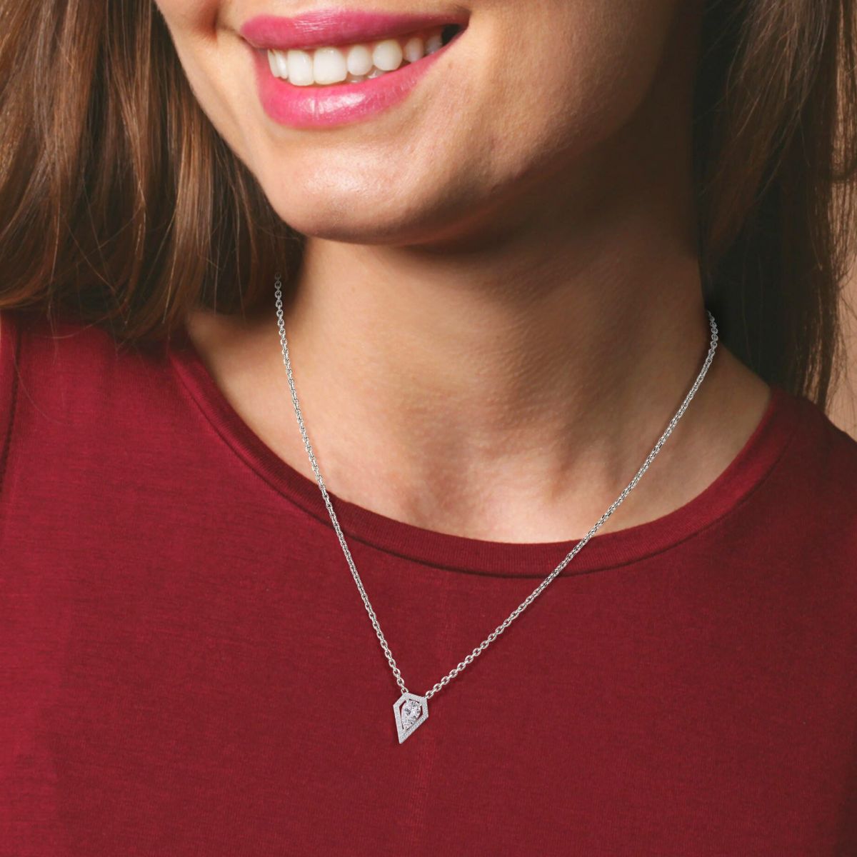 Lab Created Sterling Silver 1.5 ct Pear Cut Lab Grown Diamond Pendant Necklace 18"