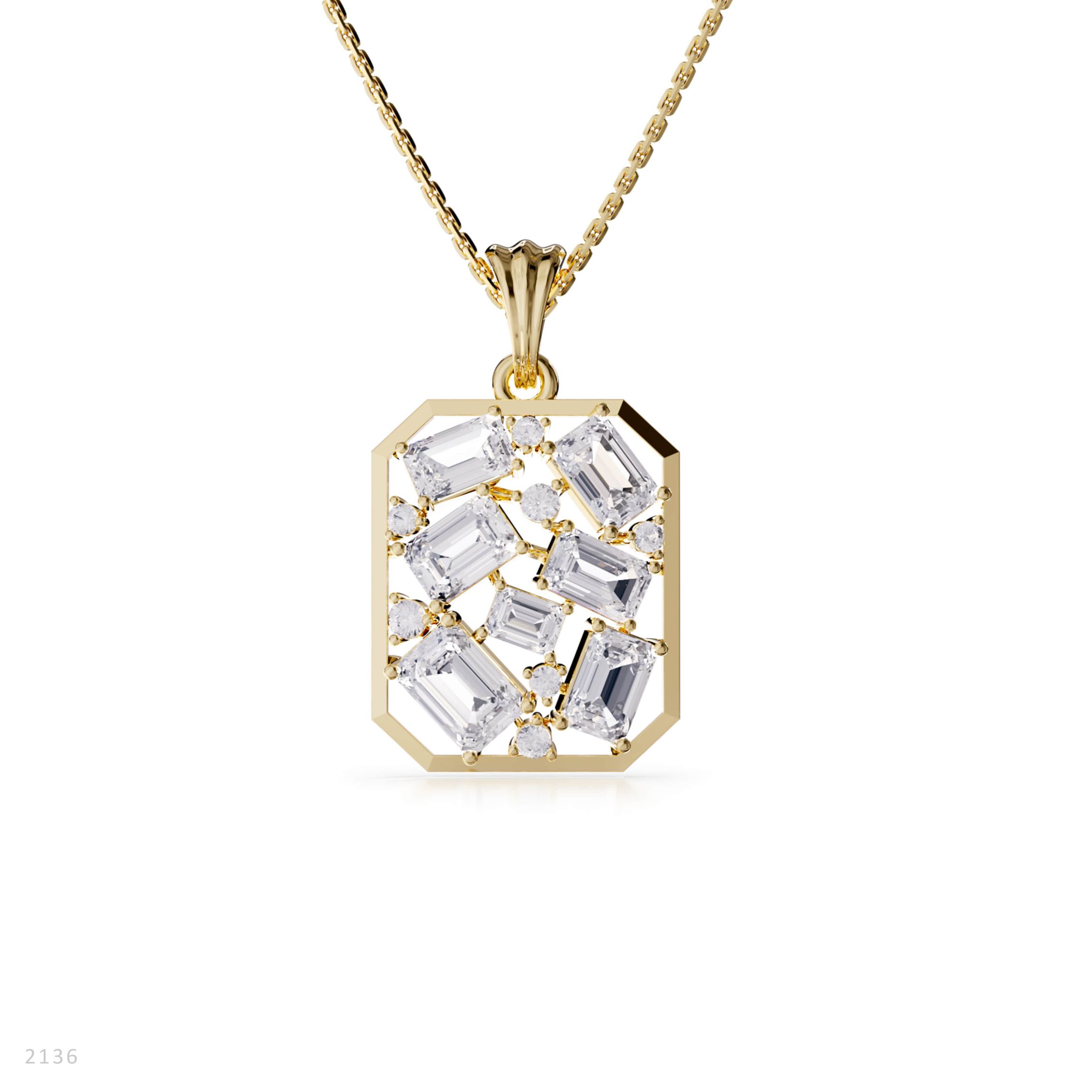 Lab Created 18k Vermeil Plated Silver 5 Ct Emerald Cut Lab Grown Diamond Pendant Necklace 18"