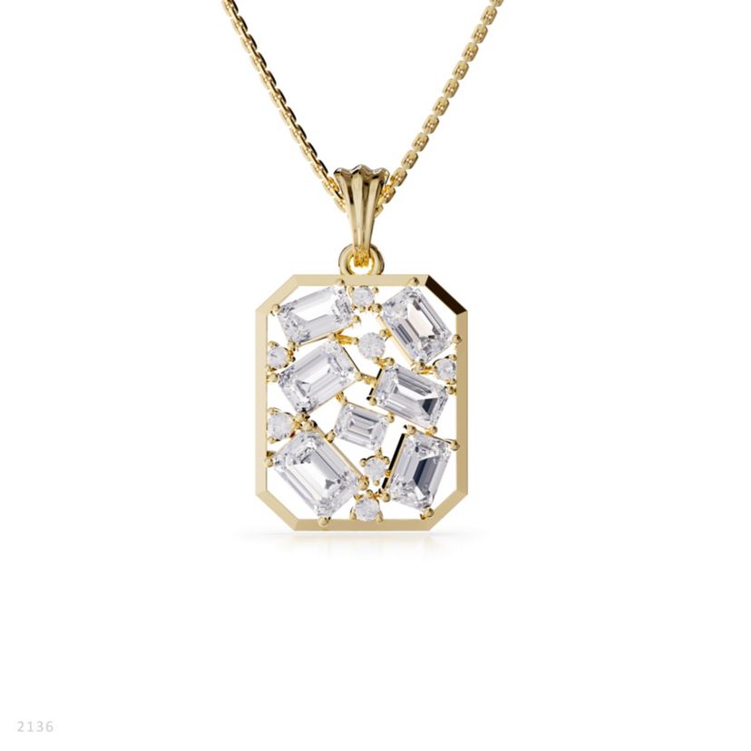 Lab Created 18k Vermeil Plated Silver 5 Ct Emerald Cut Lab Grown Diamond Pendant Necklace 18"