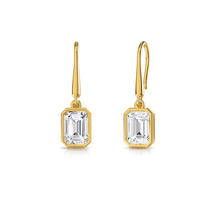 Lab Created 18k Vermeil Plated Silver 2.3 Ct Lab Grown Diamond Drop Dangle Earrings VVS-VS, E-F